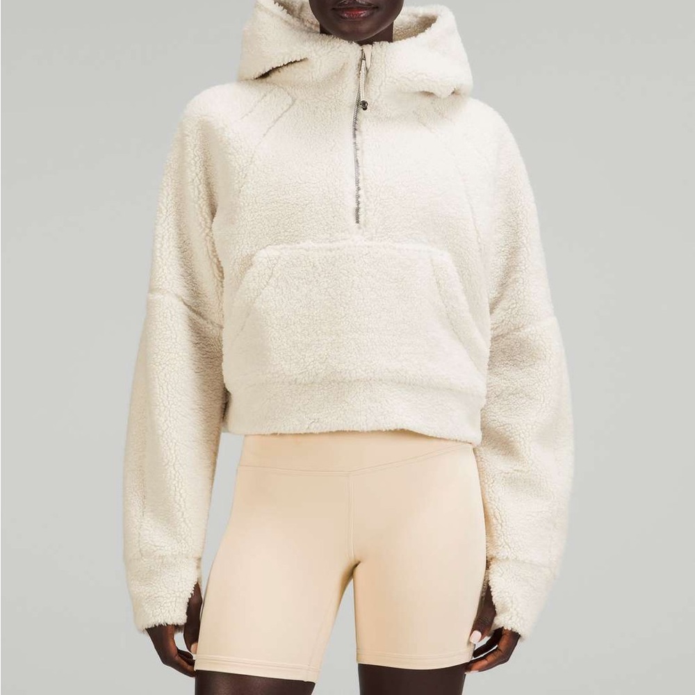 Lululemon Scuba Oversized Half-Zip Fleece Hoodie in White Opal